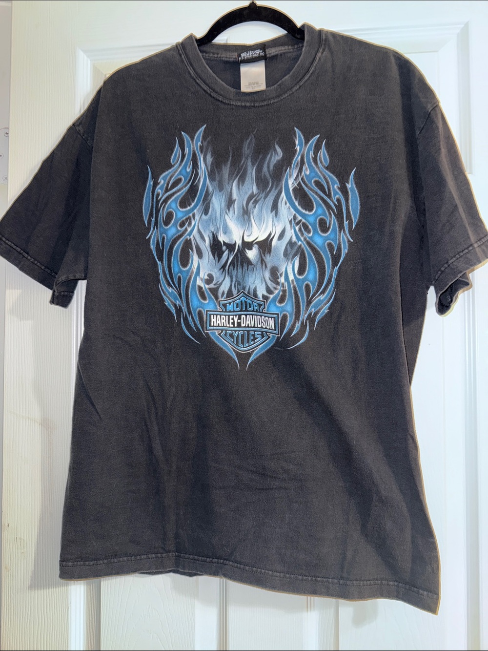 Harley-Davidson Black Tee with Blue Flame Crest